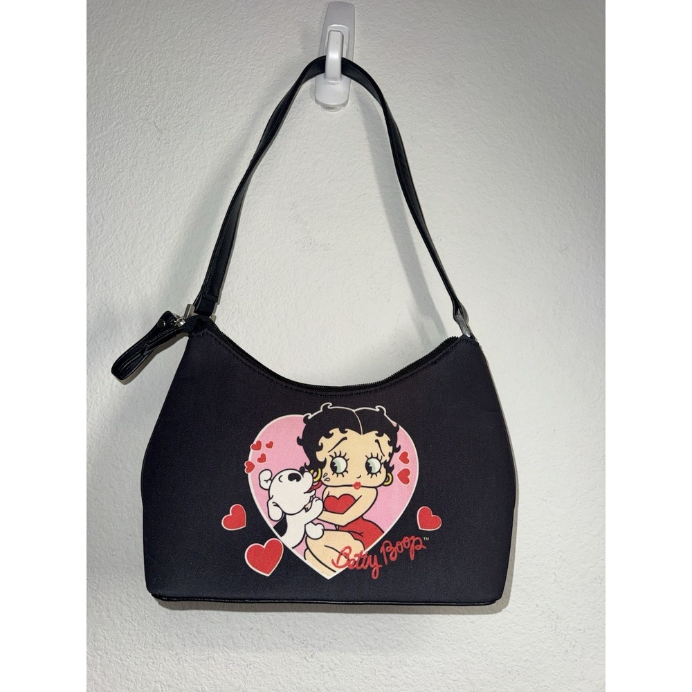 Y2K Betty Boop Mini Shoulder Bag Purse Rhinestone Hearts Zip Top‎ NEW (2004)